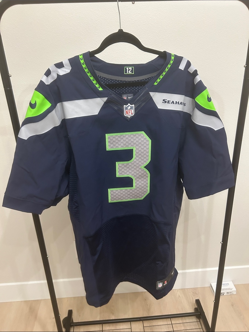 NFL Kids' Seattle Seahawks Navy and Lime #3 Jersey